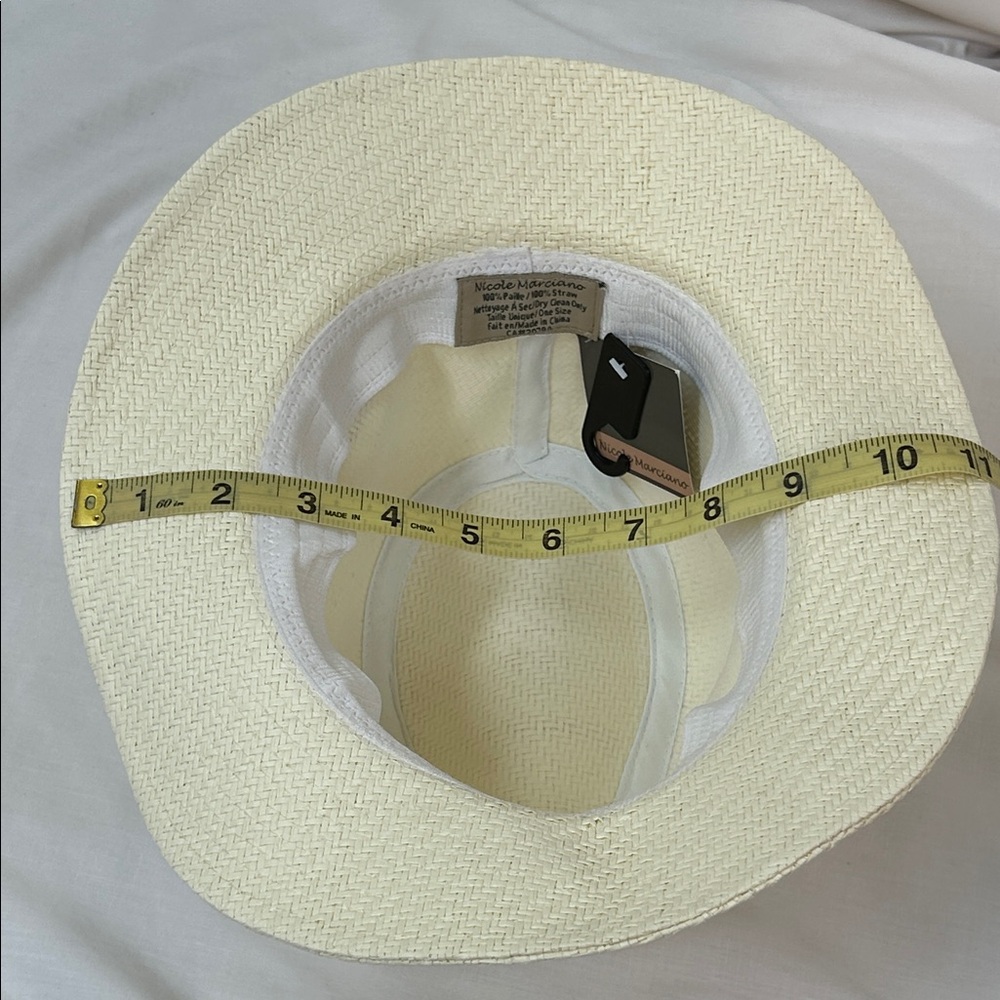 Nicole Marciano Classic Cream Straw Fedora Hat with Black Band - Picture 7 of 8